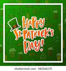 Happy St. Patrick's Day poster with  icon set