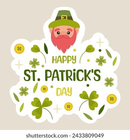 happy st patrick's day, print, sublimation greeting for t-shirt, greeting card, sticker. vector illustration