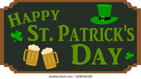 Happy St. Patrick's Day Pub Sign Vector Graphic