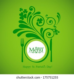 Happy St Patricks Day. Restaurant Menu Card Design. Menu Template On Patricks Day. Vector Illustration 