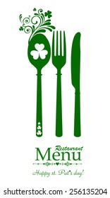 Happy St Patricks Day. Restaurant Menu Card Design. Menu Template On Patricks Day. Vector Illustration 