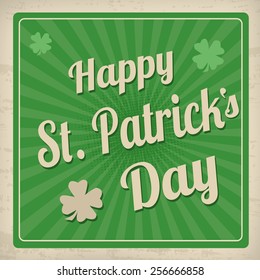 Happy St. Patrick's Day retro poster in vintage style, vector illustration