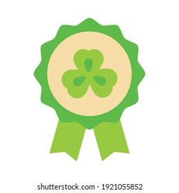 happy st patricks day rosette ribbon clover icon vector illustration