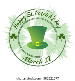 Happy St. Patrick's day.  Round green stamp, seal.
