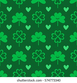 Happy St. Patrick's Day. Seamless pattern with clover. 