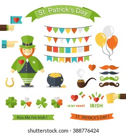 Happy St. Patrick's Day  set in flat style.Celebration.Holiday