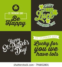 happy st patricks day set cards greeting invitation