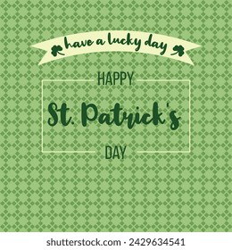 Happy St. Patrick's Day with shamrock lucky clover isolated circle green background banner