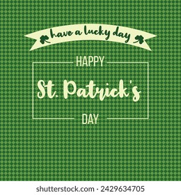 Happy St. Patrick's Day with shamrock lucky clover isolated diamond green background banner	