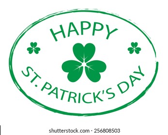 happy st patricks day stamp symbol with green shamrock vector illustration