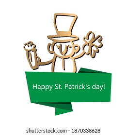 Happy St. Patrick's day! Sticker, greeting card, banner, poster. Color vector illustration