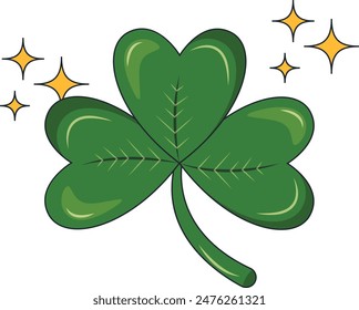 Happy St. Patrick's Day Sticker. with Trendy Cartoon Design. Isolated Vector Illustration.