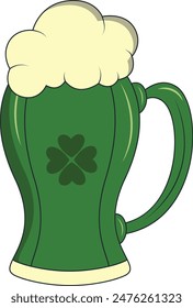 Happy St. Patrick's Day Sticker. with Trendy Cartoon Design. Isolated Vector Illustration.