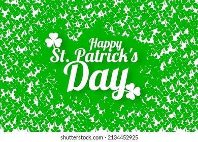 happy st patricks day text on top of clover silhouettes