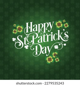 Happy St. Patrick's Day Text Over Green Nature Bokeh Background. Banner for web with Bokeh lights
