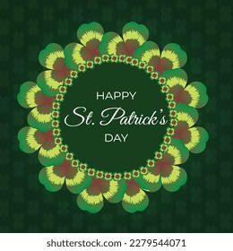 Happy St. Patrick's Day Text Over Green Nature Bokeh Background. Banner for web with Bokeh lights
