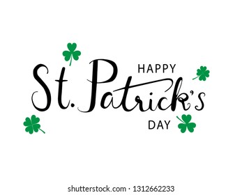 Happy St. Patrick's Day Typography Text Background with Green Shamrocks Vector illustrator