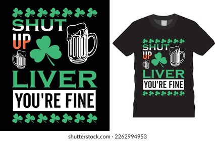 Happy st. patrick's day typography shamrock lwhiskey glass vector design. Irish patricks celebration handwritten quote t-shirt designs funny gift. ready for background, shirt, mug, poster, banner 