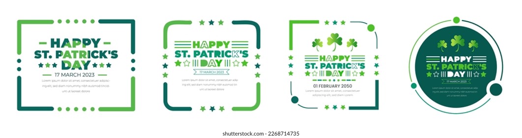 Happy St. Patrick's Day typography design template set. Saint Patrick's day festival text design. St. Patrick's Day typography vector bundle for Saint Patrick's Day 17 march event celebration.