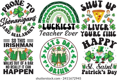 Frohes ST. Patrick's Day Typografie Bundle T-Shirt Design.