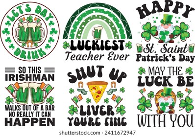 Happy ST. Patrick's Day Typography bundle t-shirt design.