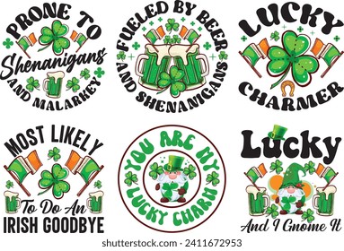 Happy ST. Patrick's Day Typography bundle t-shirt design.