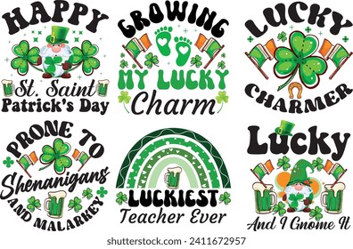 Happy ST. Patrick's Day Typography bundle t-shirt design.