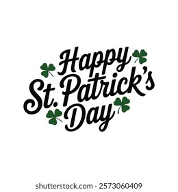 Happy St Patrick's Day typography on a white background.