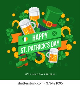 Happy St Patricks Day Typography Emblem Stock Vector (Royalty Free ...