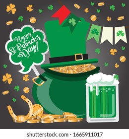 happy st patrick's day vector illustration for greeting card