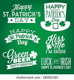 Happy St. Patrick's Day Vector Set | Kiss Me I'm Irish | Luck of the Irish | Green Beer Shamrock Lucky Vectors