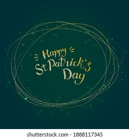 Happy St. Patrick's Day vector illustration. Shamrock frame. Gold covers. Colorful leaf patterns. Modern front page in vector. Holiday vector illustration.