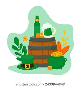 Happy St. Patrick's Day. Vector illustration in flat style.