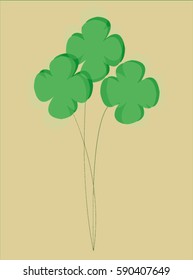Happy St. Patrick's Day vector illustration .Green clover bouquet.
