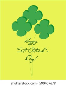 Happy St. Patrick's Day vector illustration .Green clover bouquet.