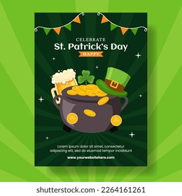 Happy St Patricks Day Vertikal Poster Flat Cartoon handgezeichnete Vorlagen Hintergrundbild Illustration