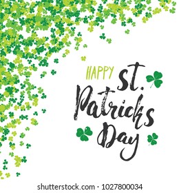 Happy St Patrick's Day Vintage greeting card Hand lettering, Irish holiday grunge textured retro design vector illustration