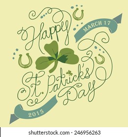 Happy St. Patrick's Day Vintage Style Sign, Text - Vector