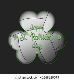 Happy St. Patrick's day. Volleyball ball in clover on an isolated background. Pattern for banner, poster, greeting card, party invitation. Vector illustration