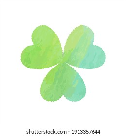 Happy St. Patrick's day watercolor banner. Green clover Shamrock on white background. Vector illustration