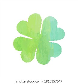 Happy St. Patrick's day watercolor banner. Green clover Shamrock on white background. Vector illustration