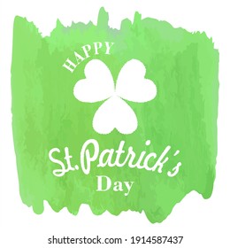 Feliz Día de San Patricio. El trébol blanco Shamrock sobre fondo de color agua verde. Ilustración del vector