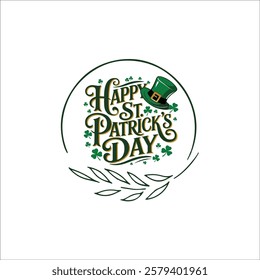 Happy St. Patrick's Day Wreath with Shamrocks  Leprechaun Hat
Festive St. Patrick’s Day Calligraphy in Irish Flag Colors
Classy St. Patrick’s Day Typography Logo with Decorative Clovers
