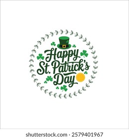 Happy St. Patrick's Day Wreath with Shamrocks  Leprechaun Hat
Festive St. Patrick’s Day Calligraphy in Irish Flag Colors
Classy St. Patrick’s Day Typography Logo with Decorative Clovers
