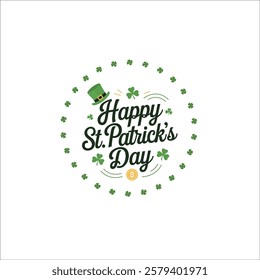 Happy St. Patrick's Day Wreath with Shamrocks  Leprechaun Hat
Festive St. Patrick’s Day Calligraphy in Irish Flag Colors
Classy St. Patrick’s Day Typography Logo with Decorative Clovers
