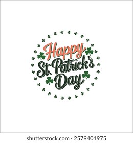 Happy St. Patrick's Day Wreath with Shamrocks  Leprechaun Hat
Festive St. Patrick’s Day Calligraphy in Irish Flag Colors
Classy St. Patrick’s Day Typography Logo with Decorative Clovers
