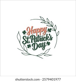 Happy St. Patrick's Day Wreath with Shamrocks  Leprechaun Hat
Festive St. Patrick’s Day Calligraphy in Irish Flag Colors
Classy St. Patrick’s Day Typography Logo with Decorative Clovers
