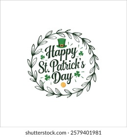 Happy St. Patrick's Day Wreath with Shamrocks  Leprechaun Hat
Festive St. Patrick’s Day Calligraphy in Irish Flag Colors
Classy St. Patrick’s Day Typography Logo with Decorative Clovers
