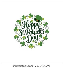 Happy St. Patrick's Day Wreath with Shamrocks  Leprechaun Hat
Festive St. Patrick’s Day Calligraphy in Irish Flag Colors
Classy St. Patrick’s Day Typography Logo with Decorative Clovers
