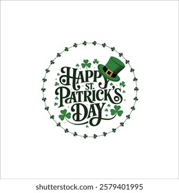 Happy St. Patrick's Day Wreath with Shamrocks  Leprechaun Hat
Festive St. Patrick’s Day Calligraphy in Irish Flag Colors
Classy St. Patrick’s Day Typography Logo with Decorative Clovers
